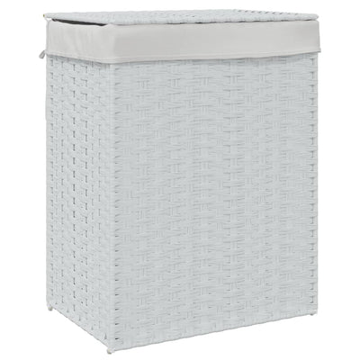 Vidaxl Waschkorb mit Deckel 46x33x60 cm Poly Rattan Weiß