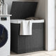 Vidaxl -Waschkorb mit 2 Fächern 53x35x57 cm Poly Rattan Grau