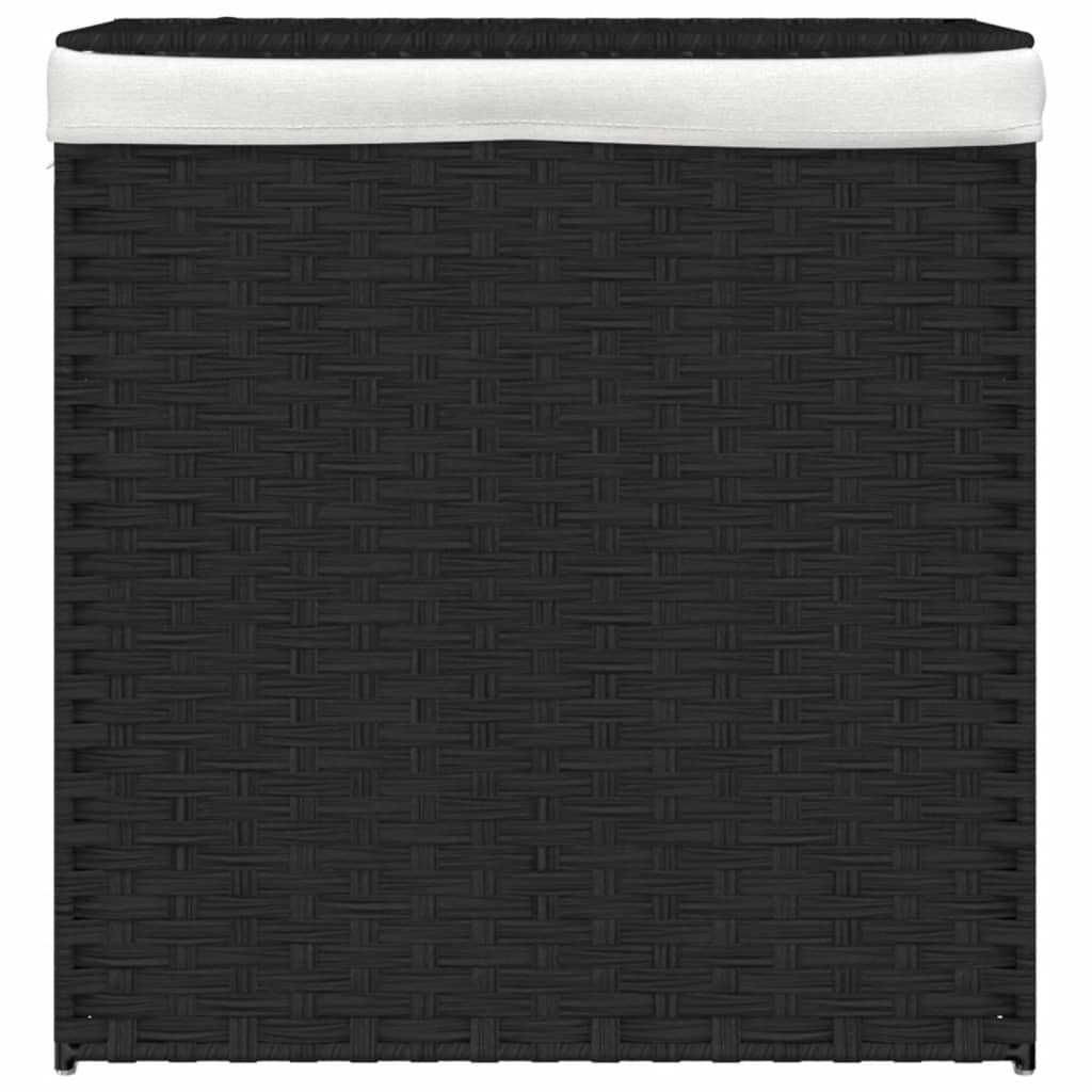 Vidaxl Waschkorb mit 2 Fächern 53x35x57 cm Poly Rattan Schwarz