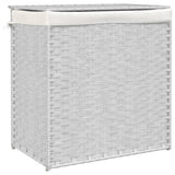 Vidaxl Waschkorb mit 2 Fächern 53x35x57 cm Poly Rattan Weiß - afbeelding 2
