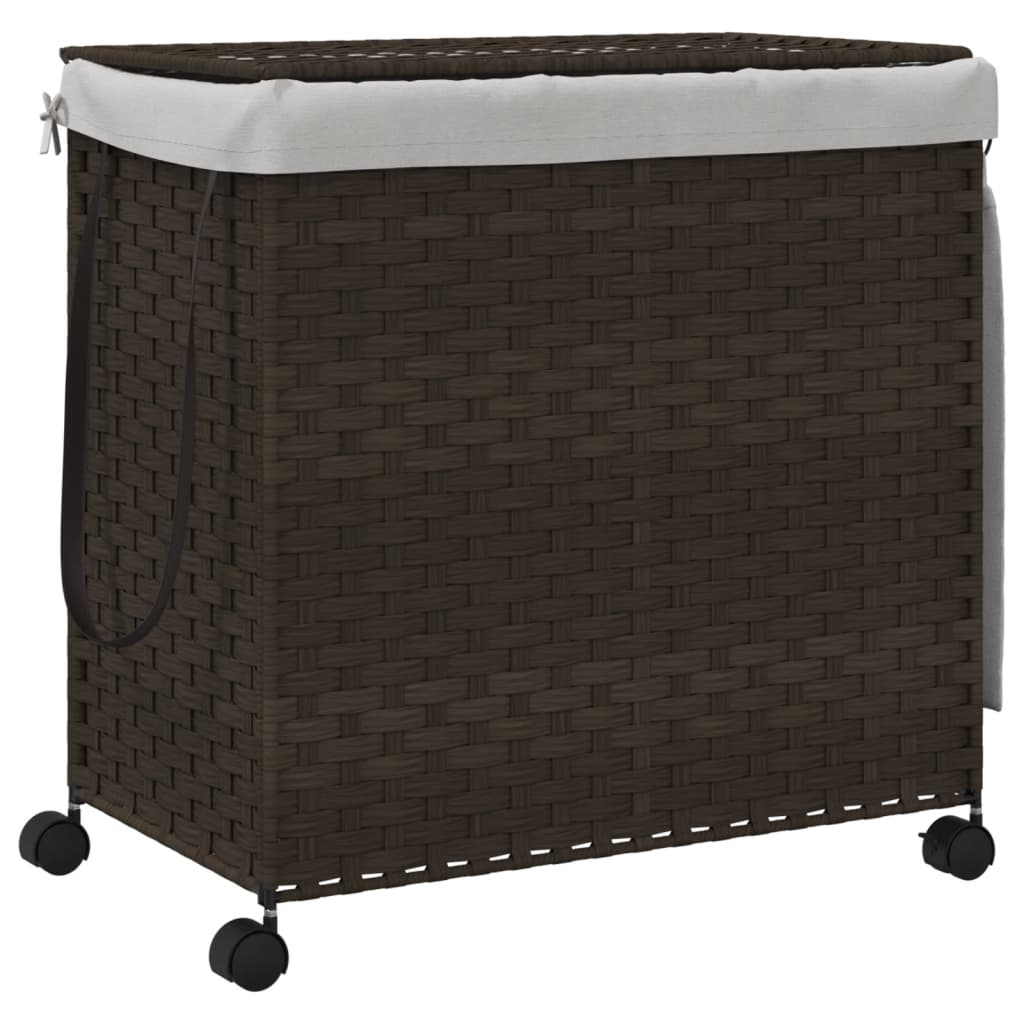 Vidaxl Waschkorb auf Rädern 60x35x60,5 cm Rattan Dunkelbraun