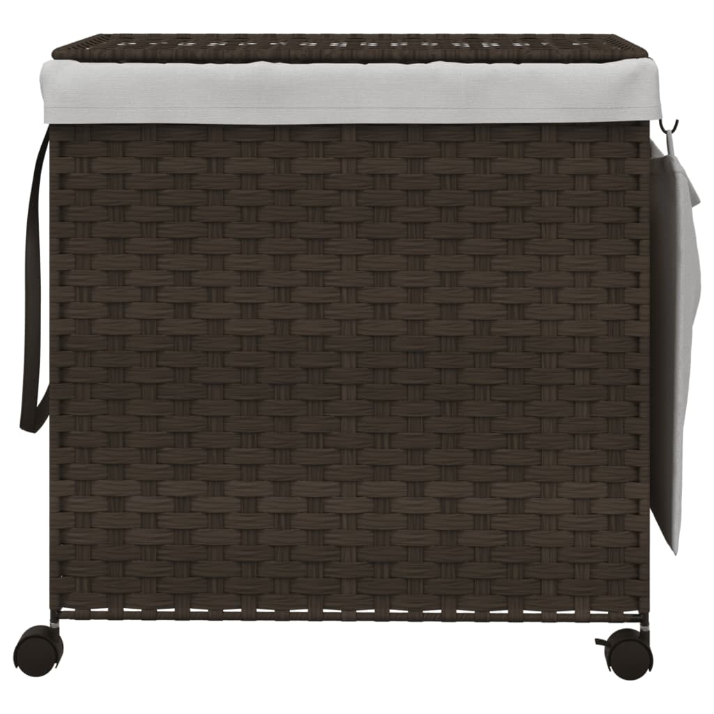 Vidaxl Waschkorb auf Rädern 60x35x60,5 cm Rattan Dunkelbraun