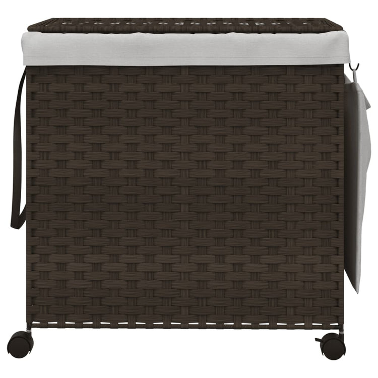 Vidaxl Waschkorb auf Rädern 60x35x60,5 cm Rattan Dunkelbraun