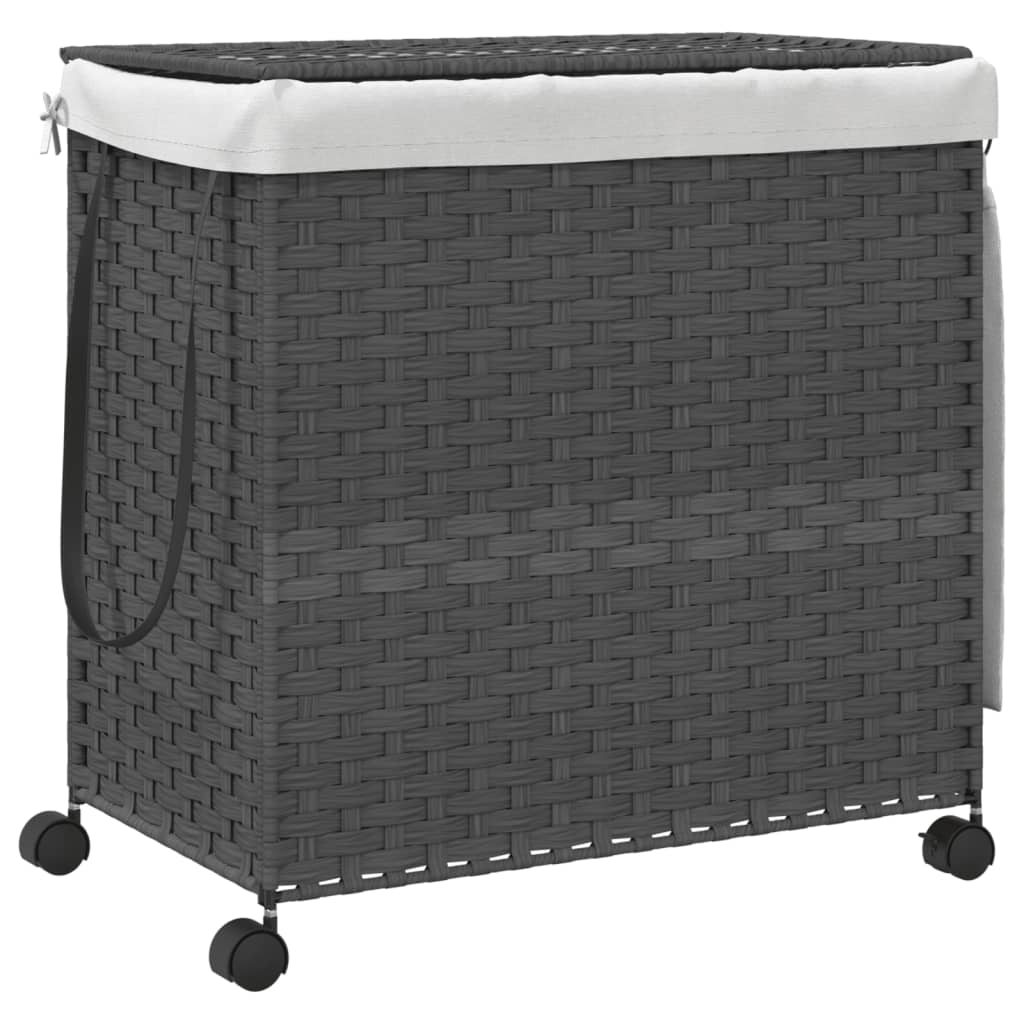 Vidaxl Waschkorb auf Rädern 60x35x60,5 cm Rattan Gray