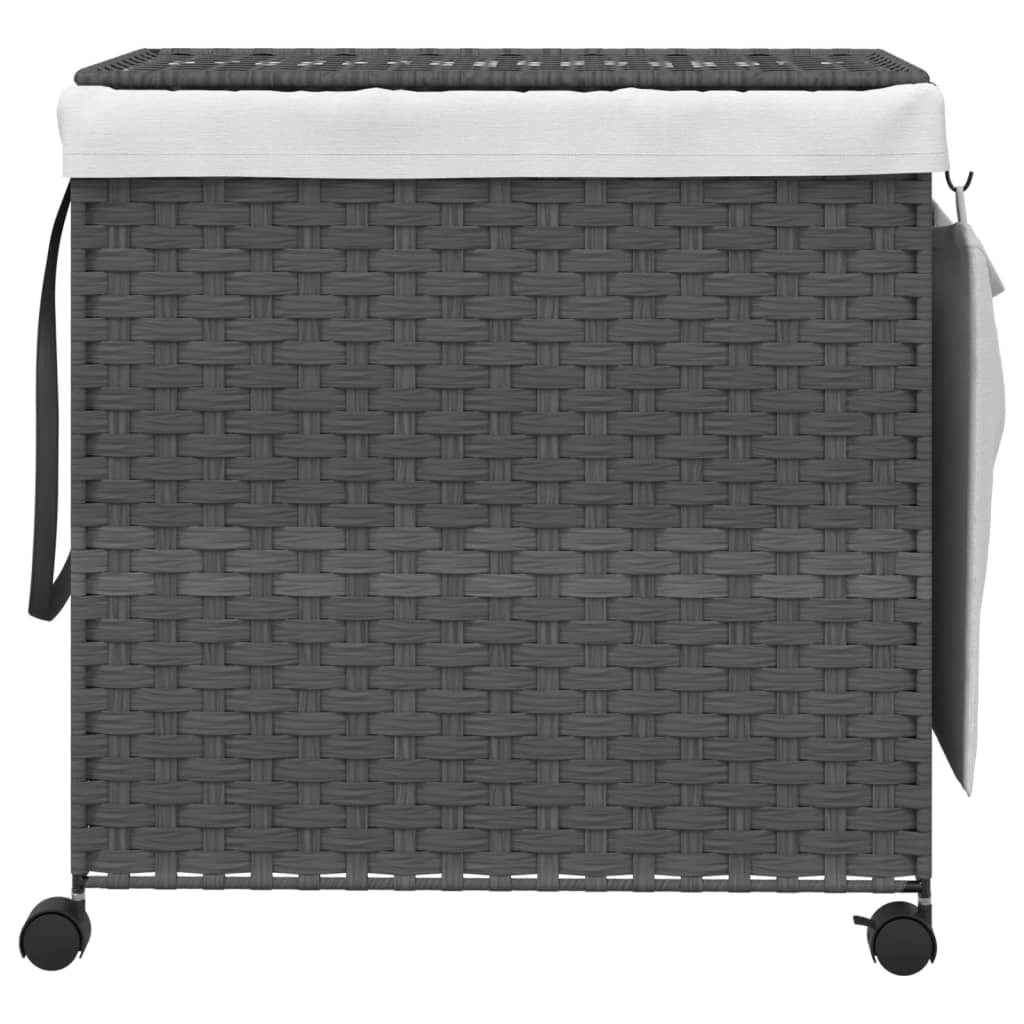 Vidaxl Waschkorb auf Rädern 60x35x60,5 cm Rattan Gray