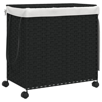 Vidaxl Waschkorb auf Rädern 60x35x60,5 cm Rattan Schwarz