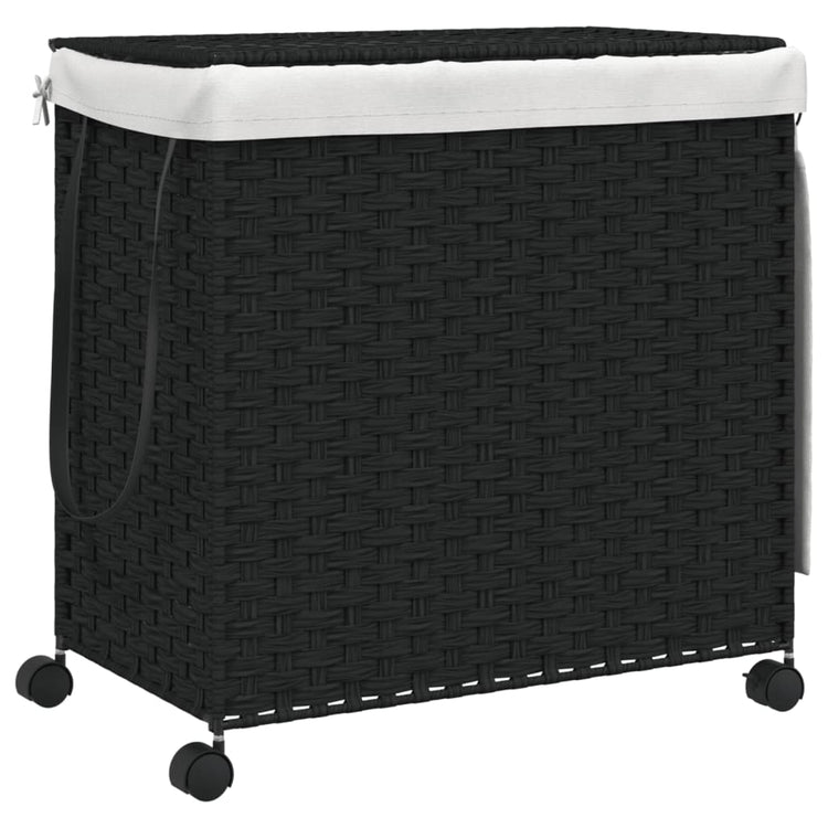 Vidaxl Waschkorb auf Rädern 60x35x60,5 cm Rattan Schwarz