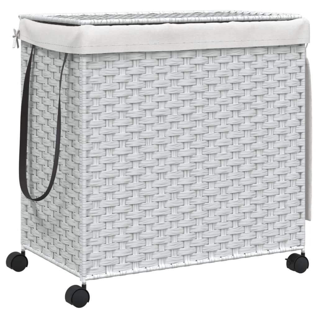 Vidaxl Waschkorb auf Rädern 60x35x60,5 cm Rattan Weiß