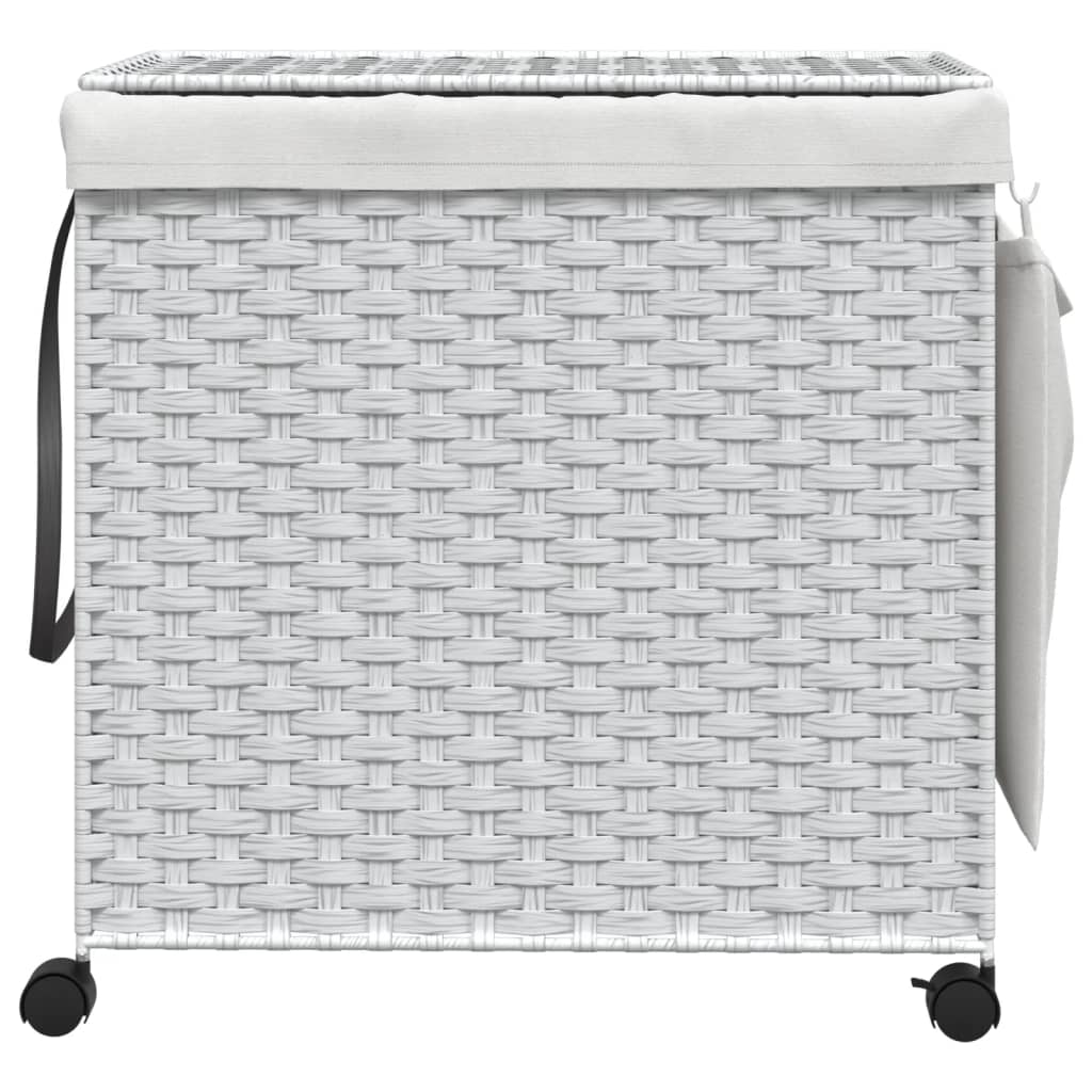 Vidaxl Waschkorb auf Rädern 60x35x60,5 cm Rattan Weiß