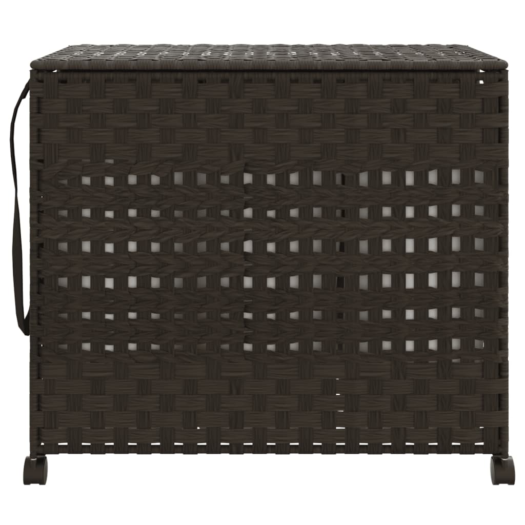 Vidaxl Waschkorb auf Rädern 66x35x60 cm Rattan dunkelbraun