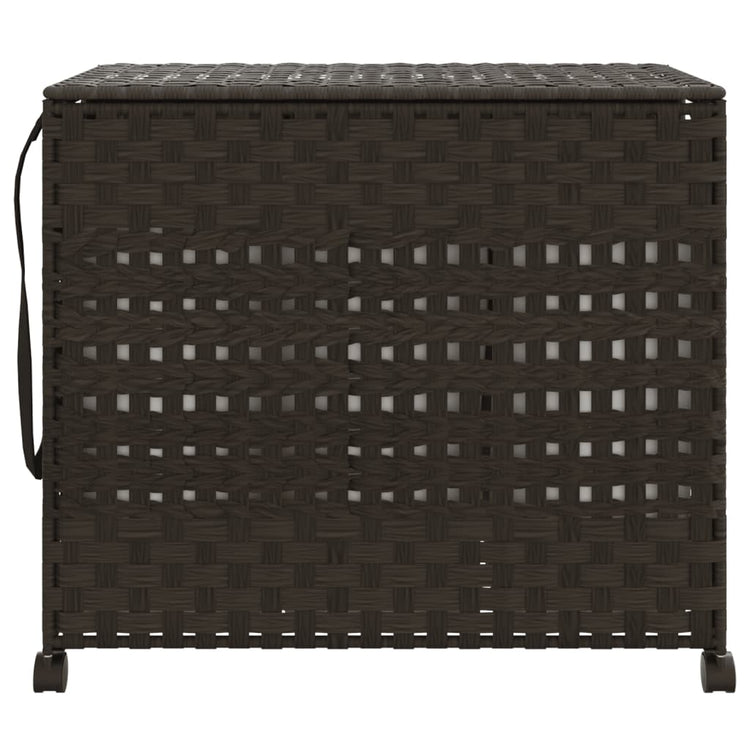Vidaxl Waschkorb auf Rädern 66x35x60 cm Rattan dunkelbraun
