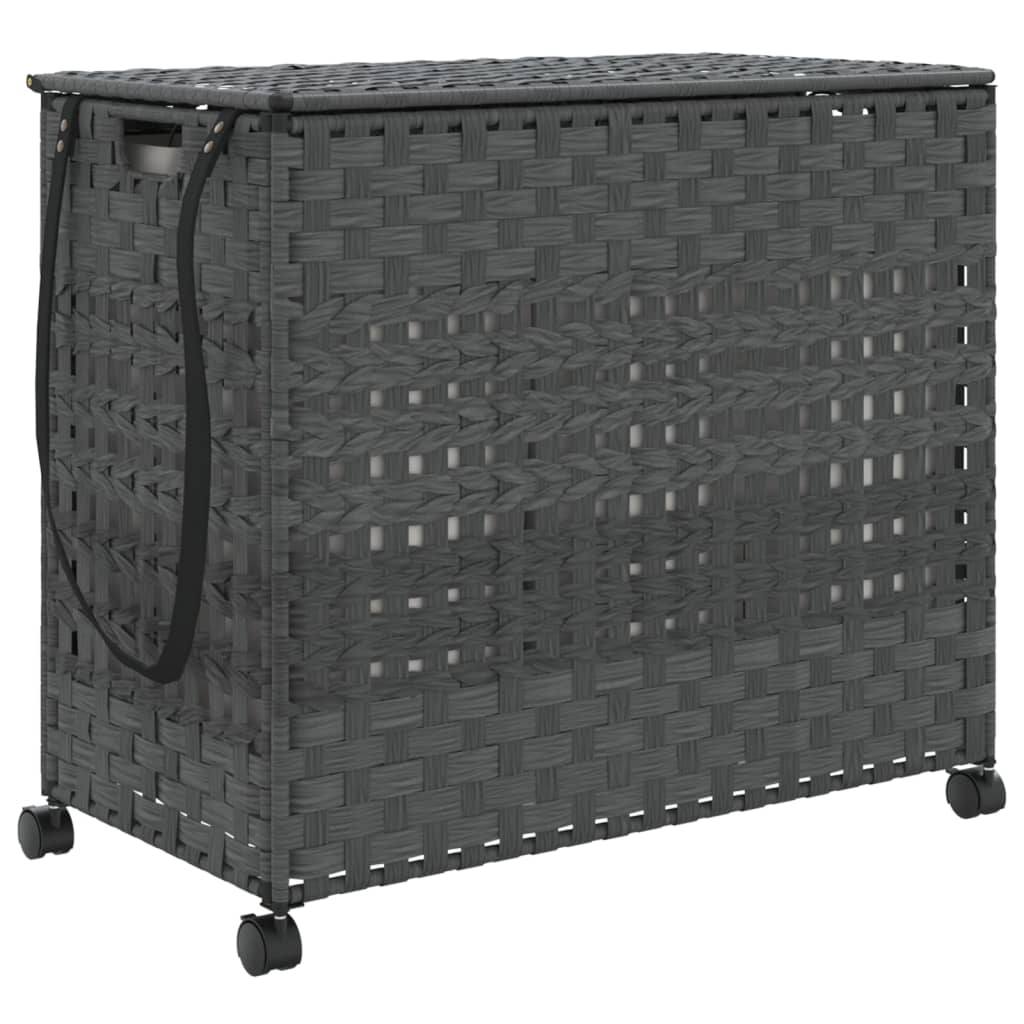 Vidaxl Waschkorb auf Rädern 66x35x60 cm Rattan Grey