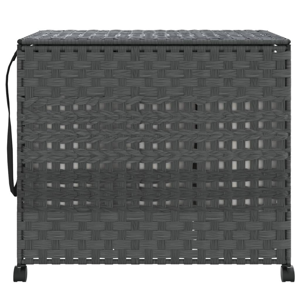 Vidaxl Waschkorb auf Rädern 66x35x60 cm Rattan Grey