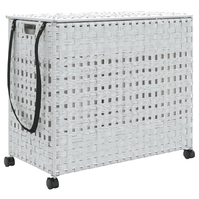 Vidaxl Waschkorb auf Rädern 66x35x60 cm Rattan Weiß