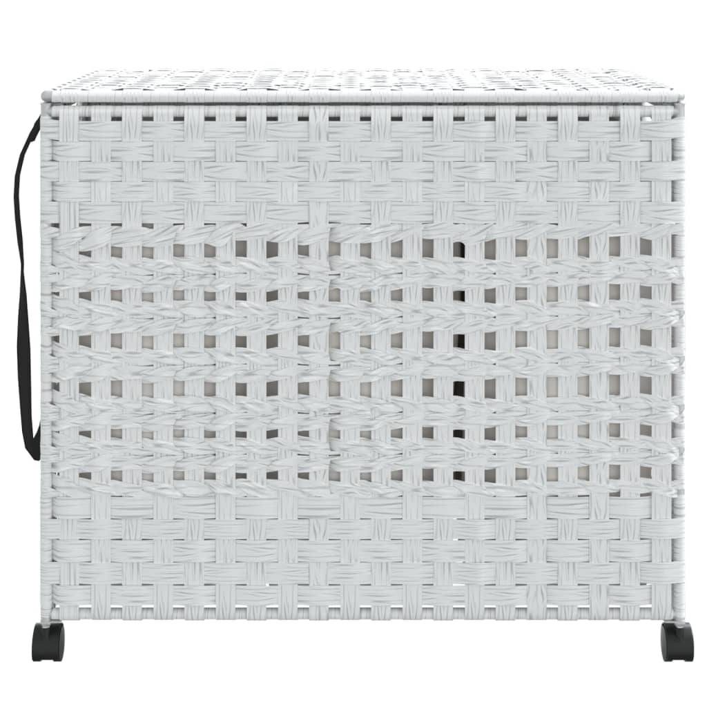 Vidaxl Waschkorb auf Rädern 66x35x60 cm Rattan Weiß