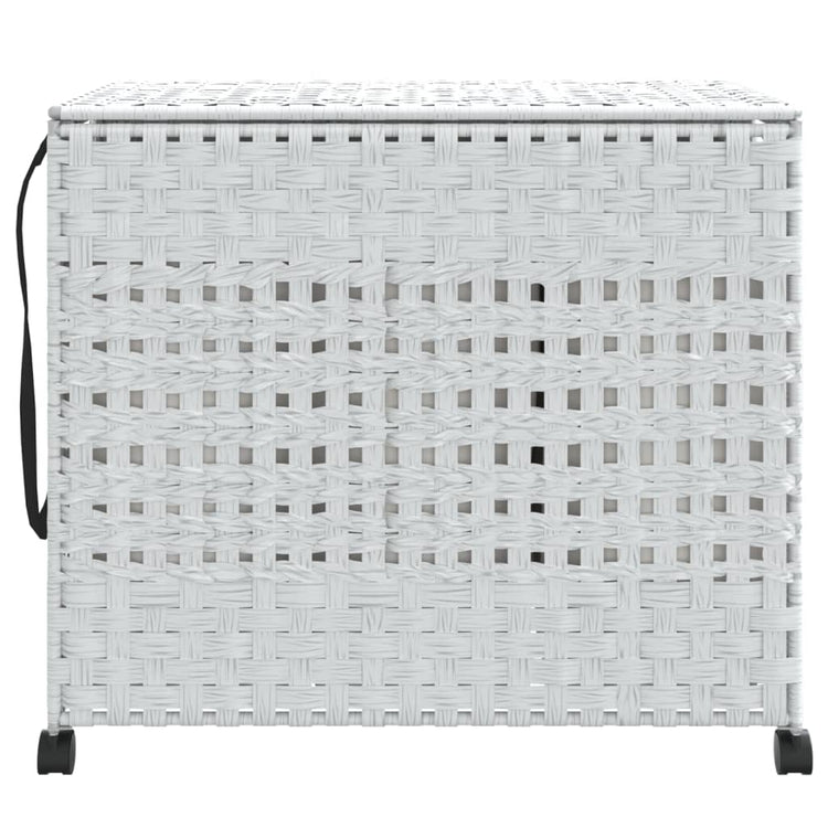 Vidaxl Waschkorb auf Rädern 66x35x60 cm Rattan Weiß