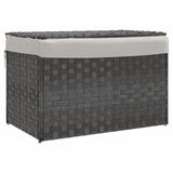 Vidaxl Waschkorb mit Deckel 55,5 x 35 x 34 cm Poly Rattan Grau - afbeelding 2