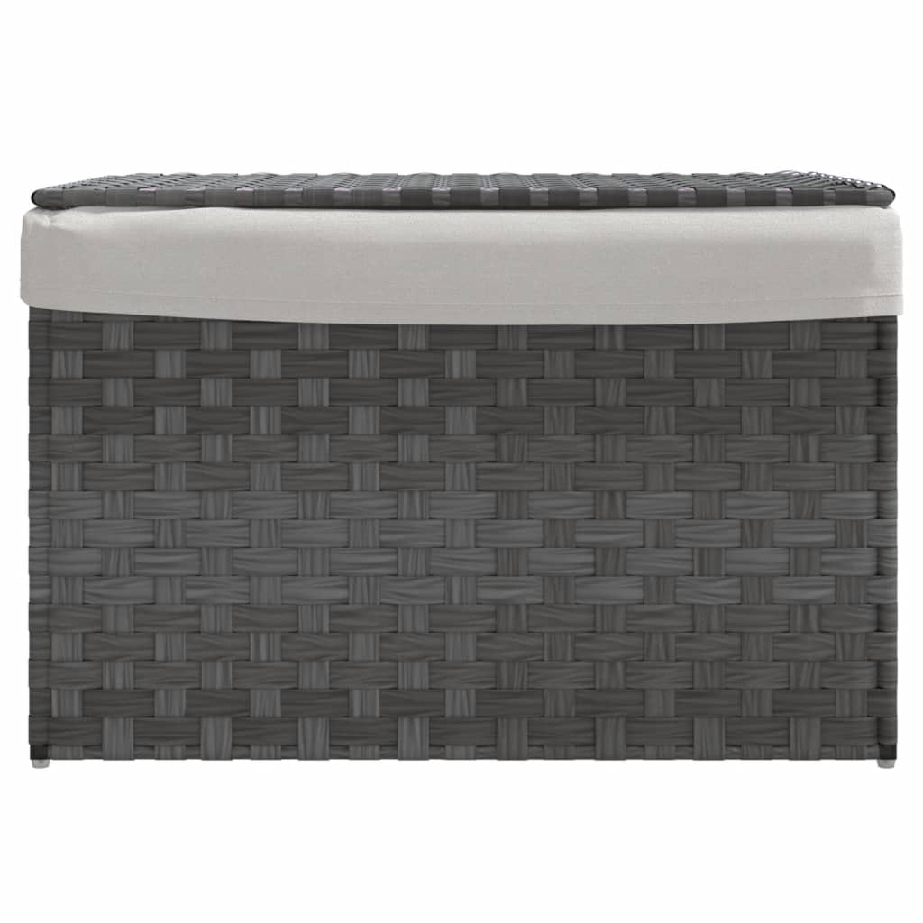 Vidaxl Waschkorb mit Deckel 55,5 x 35 x 34 cm Poly Rattan Grau