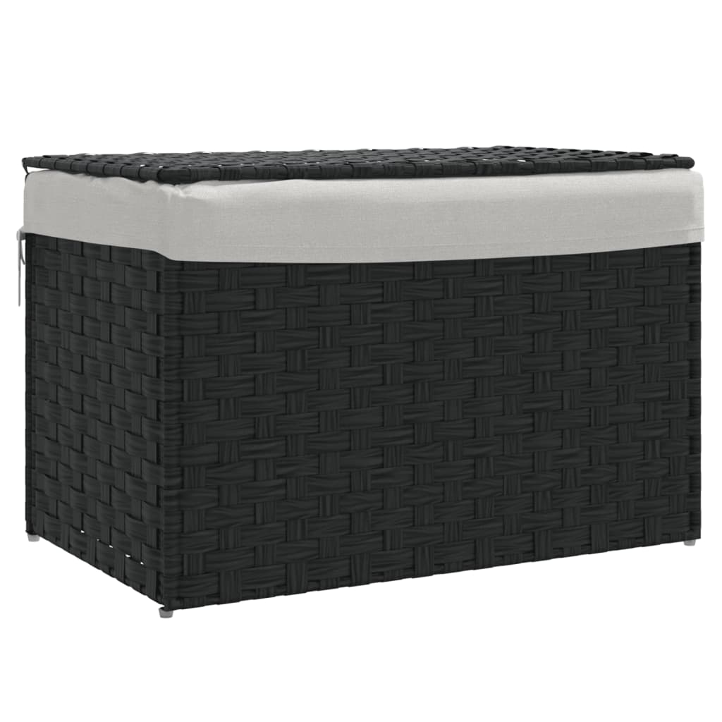 Vidaxl Waschkorb mit Deckel 55,5 x 35 x 34 cm Poly Rattan Schwarz