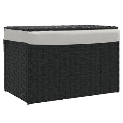 Vidaxl Waschkorb mit Deckel 55,5 x 35 x 34 cm Poly Rattan Schwarz