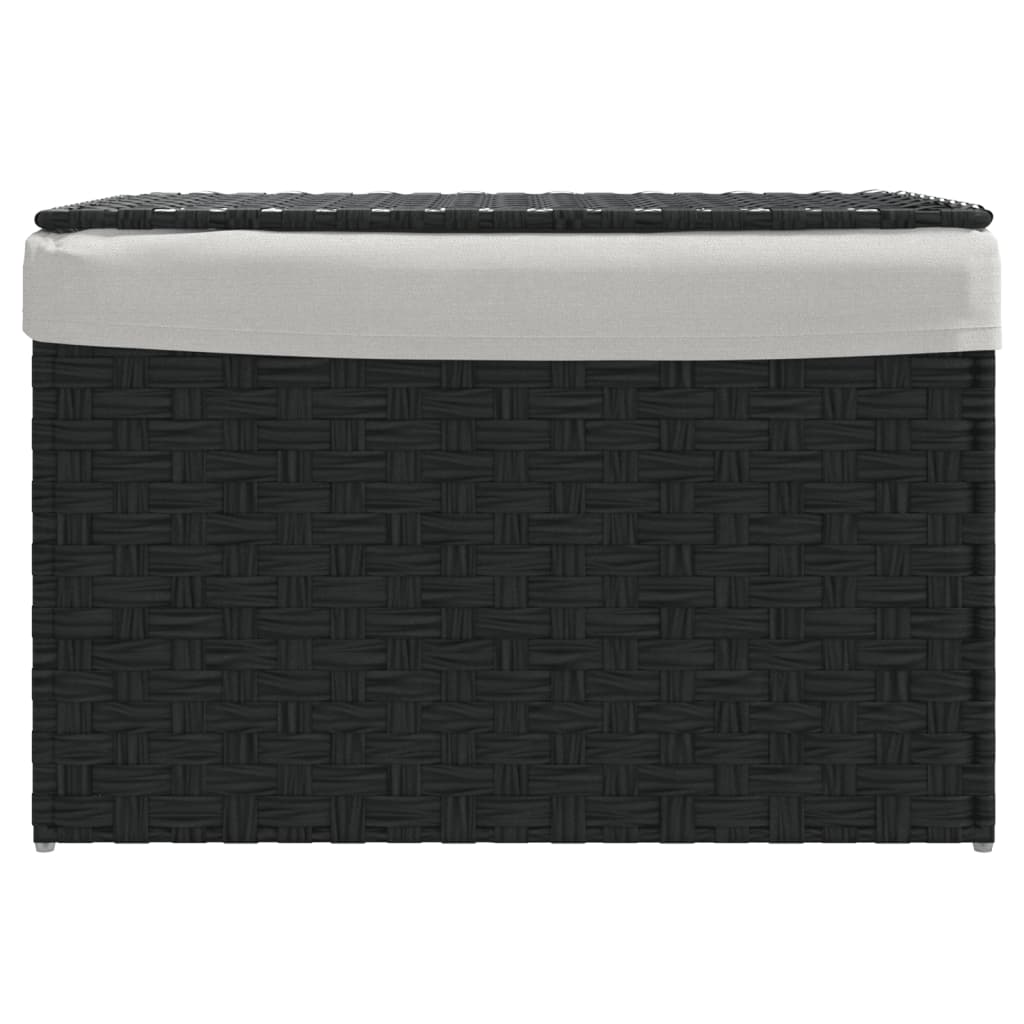 Vidaxl Waschkorb mit Deckel 55,5 x 35 x 34 cm Poly Rattan Schwarz