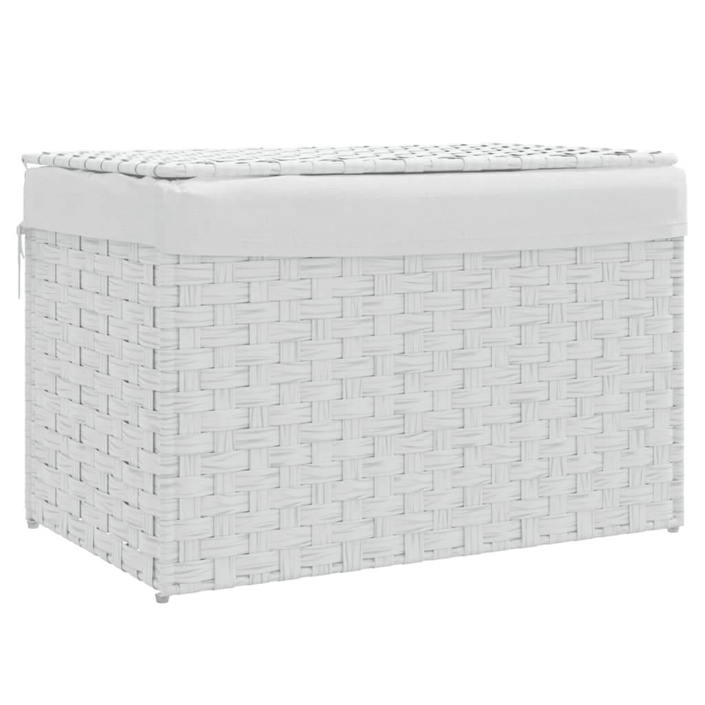 Vidaxl Waschkorb mit Deckel 55,5 x 35 x 34 cm Poly Rattan Weiß
