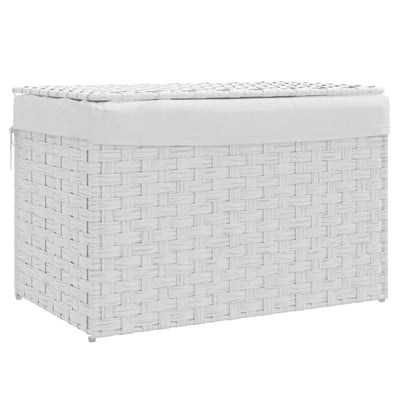 Vidaxl Waschkorb mit Deckel 55,5 x 35 x 34 cm Poly Rattan Weiß