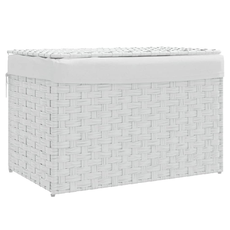 Vidaxl Waschkorb mit Deckel 55,5 x 35 x 34 cm Poly Rattan Weiß
