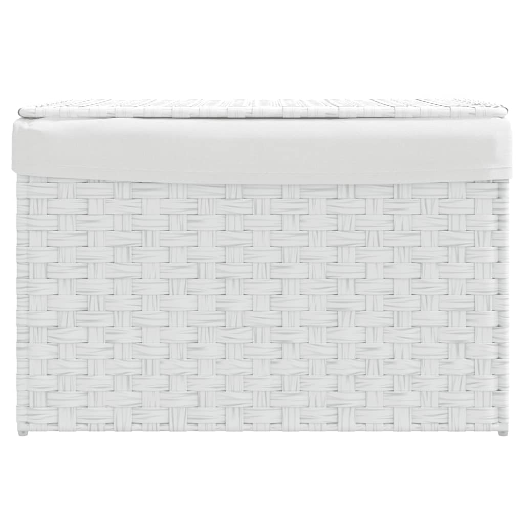Vidaxl Waschkorb mit Deckel 55,5 x 35 x 34 cm Poly Rattan Weiß