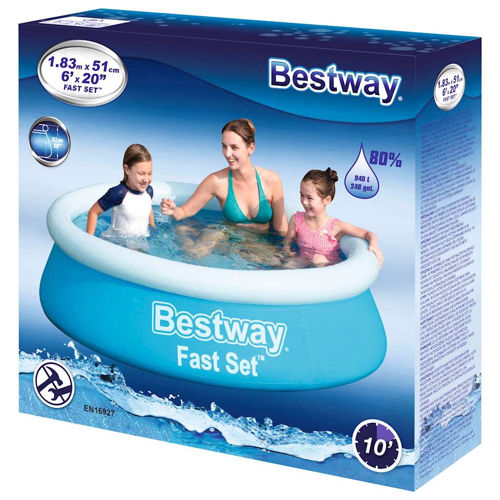 Bestway Fast Set Swimmingpool aufblasbar um 183 x 51 cm blau