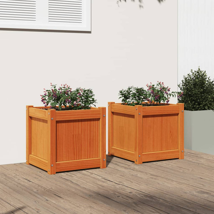 Vidaxl -Pflanzer 2 pc cm Festkiefer Wäsche braun