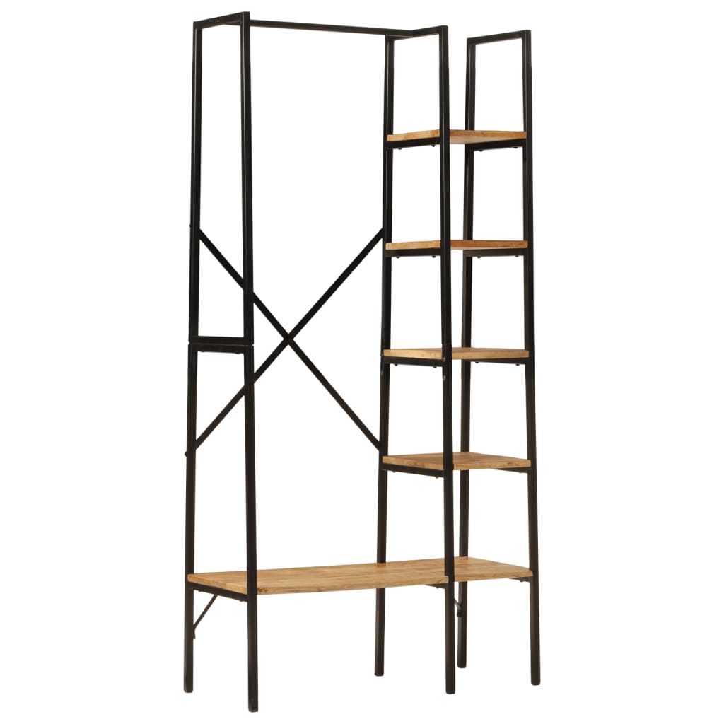 VIDAXL -Kleidung Rack mit Regalen 90x40x190 cm Festes Mangoholz und Eisen