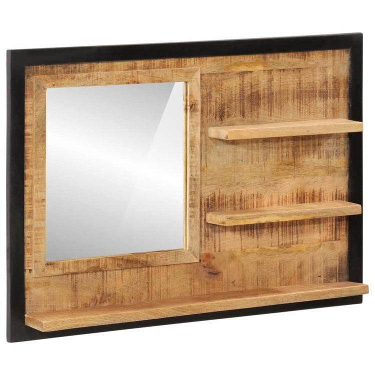 VIDAXL -Spiegel mit Regalen 80x8x55 cm Glas und massives Mangoholz