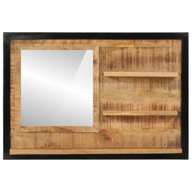 VIDAXL -Spiegel mit Regalen 80x8x55 cm Glas und massives Mangoholz