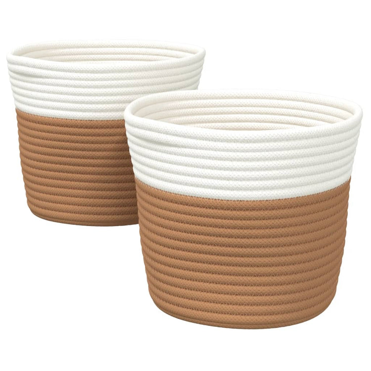 VIDAXL -Speicherkörbe 2 STS Ø 24x18 cm Baumwolle braun und weiß