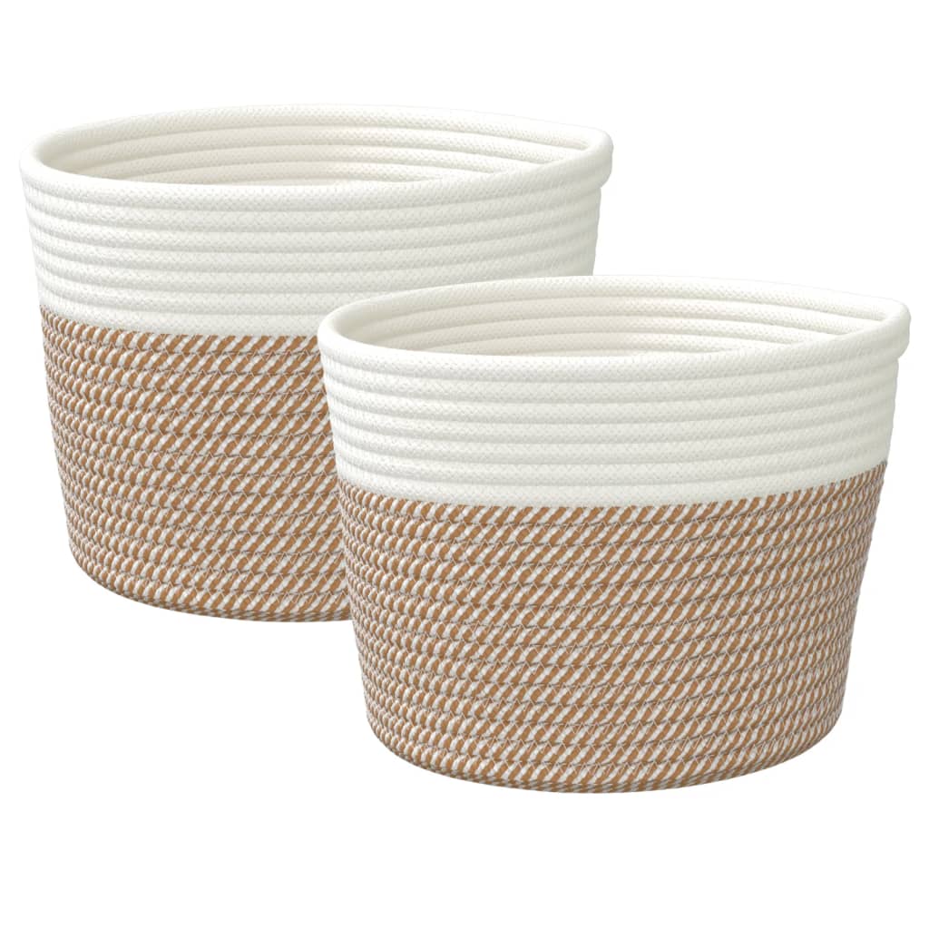 VIDAXL -Speicherkörbe 2 STS Ø 24x18 cm Baumwolle braun und weiß