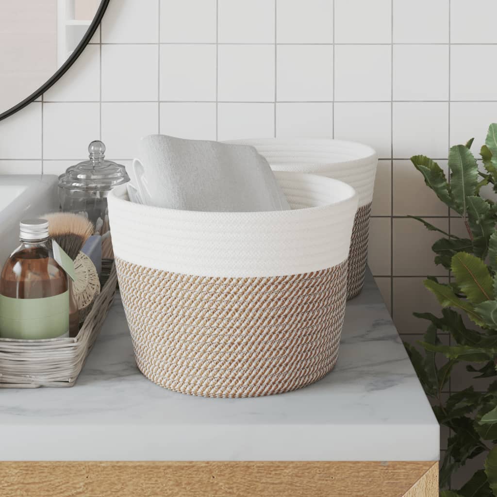 VIDAXL -Speicherkörbe 2 STS Ø 24x18 cm Baumwolle braun und weiß