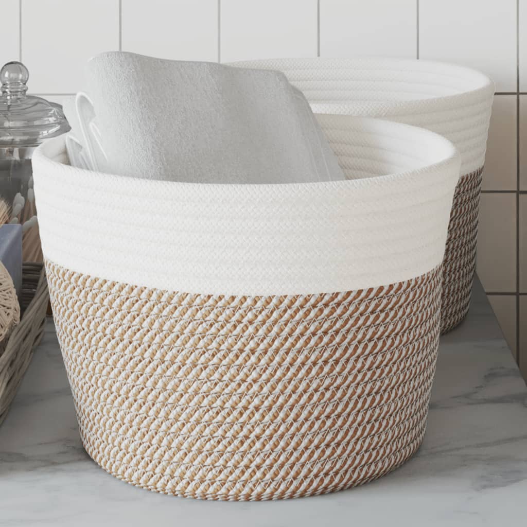 VIDAXL -Speicherkörbe 2 STS Ø 24x18 cm Baumwolle braun und weiß
