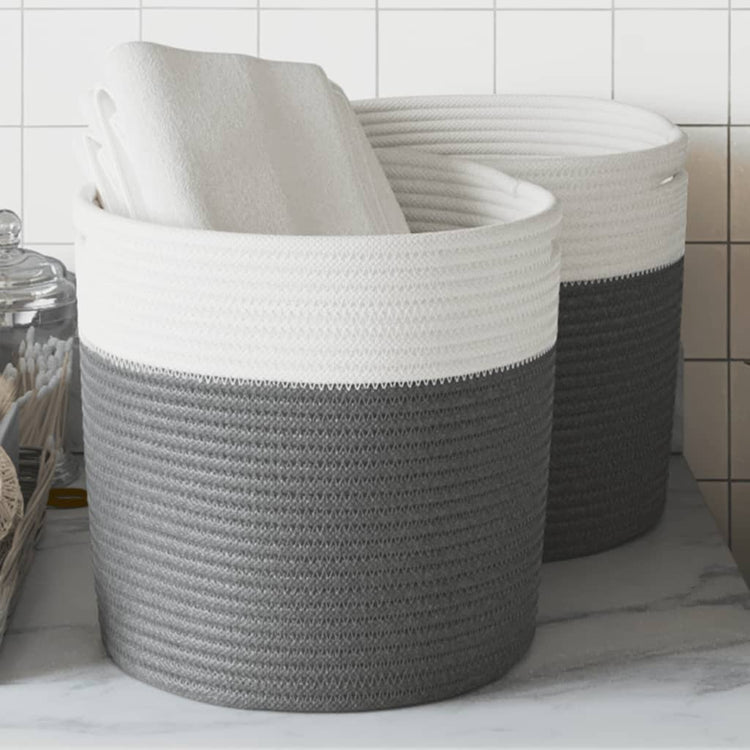 VIDAXL -Speicherkörbe 2 STS Ø 28x28 cm Baumwollgrau und Weiß