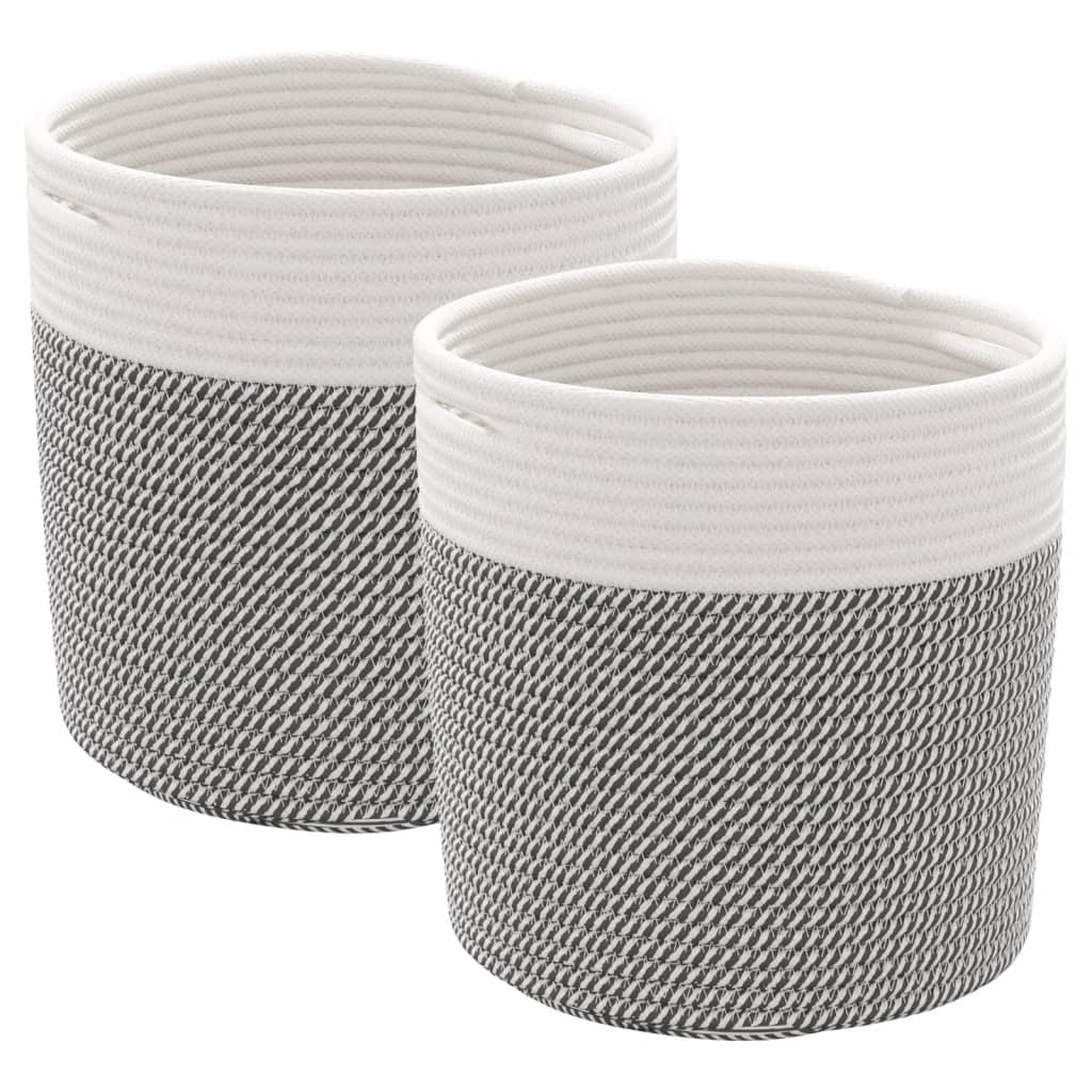 VIDAXL -Speicherkörbe 2 STS Ø 28x28 cm Baumwollgrau und Weiß
