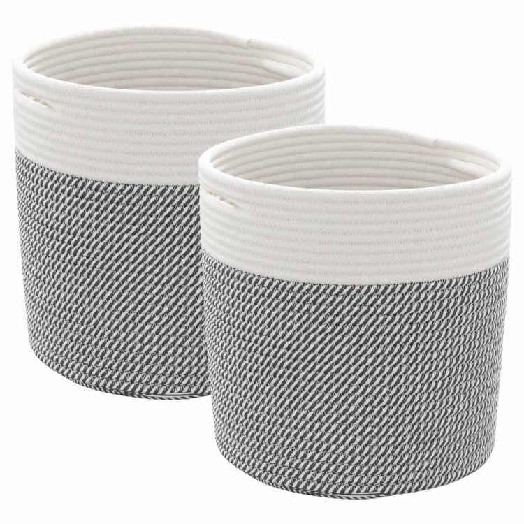 VIDAXL -Speicherkörbe 2 STS Ø 28x28 cm Baumwollgrau und Weiß
