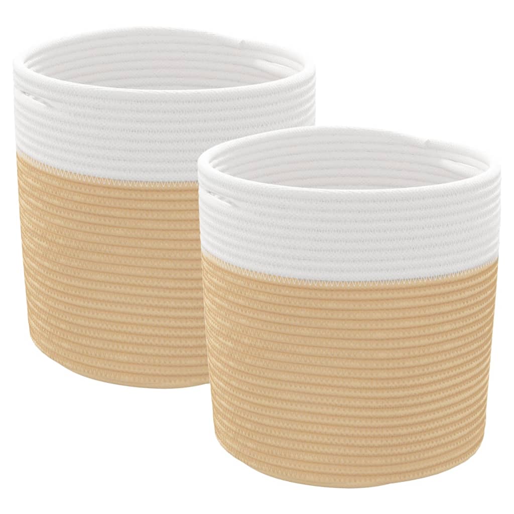 VIDAXL -Speicherkörbe 2 STS Ø 28x28 cm Baumwolle Beige und weiß