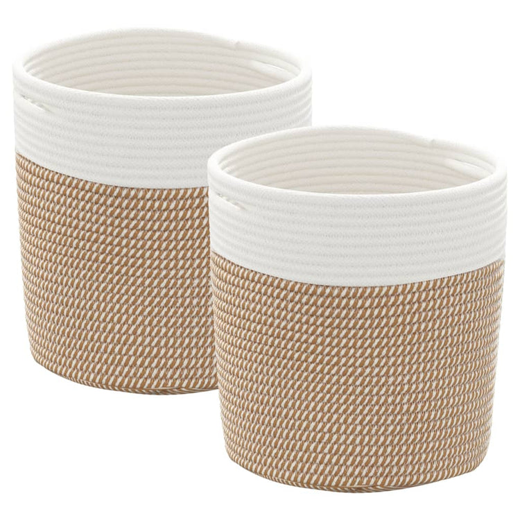 VIDAXL -Speicherkörbe 2 STS Ø 28x28 cm Baumwolle braun und weiß