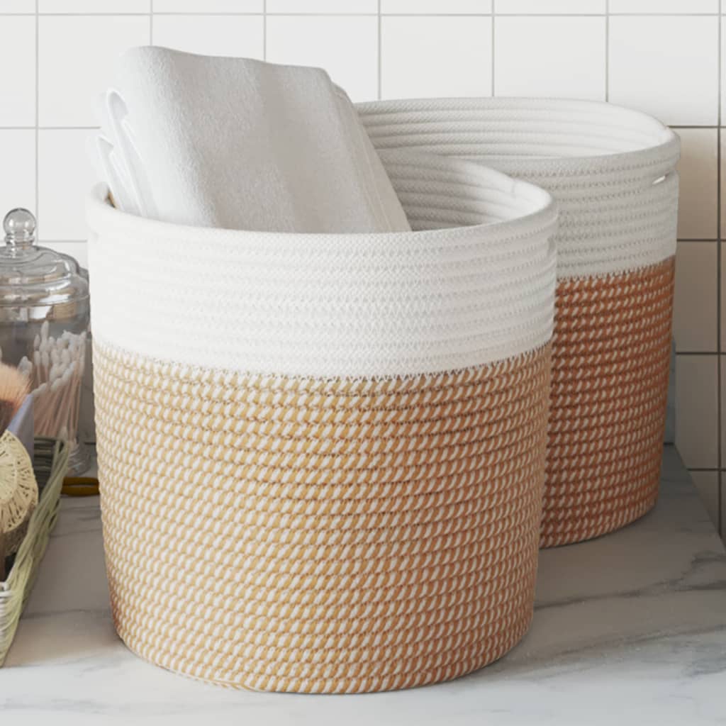 VIDAXL -Speicherkörbe 2 STS Ø 28x28 cm Baumwolle braun und weiß