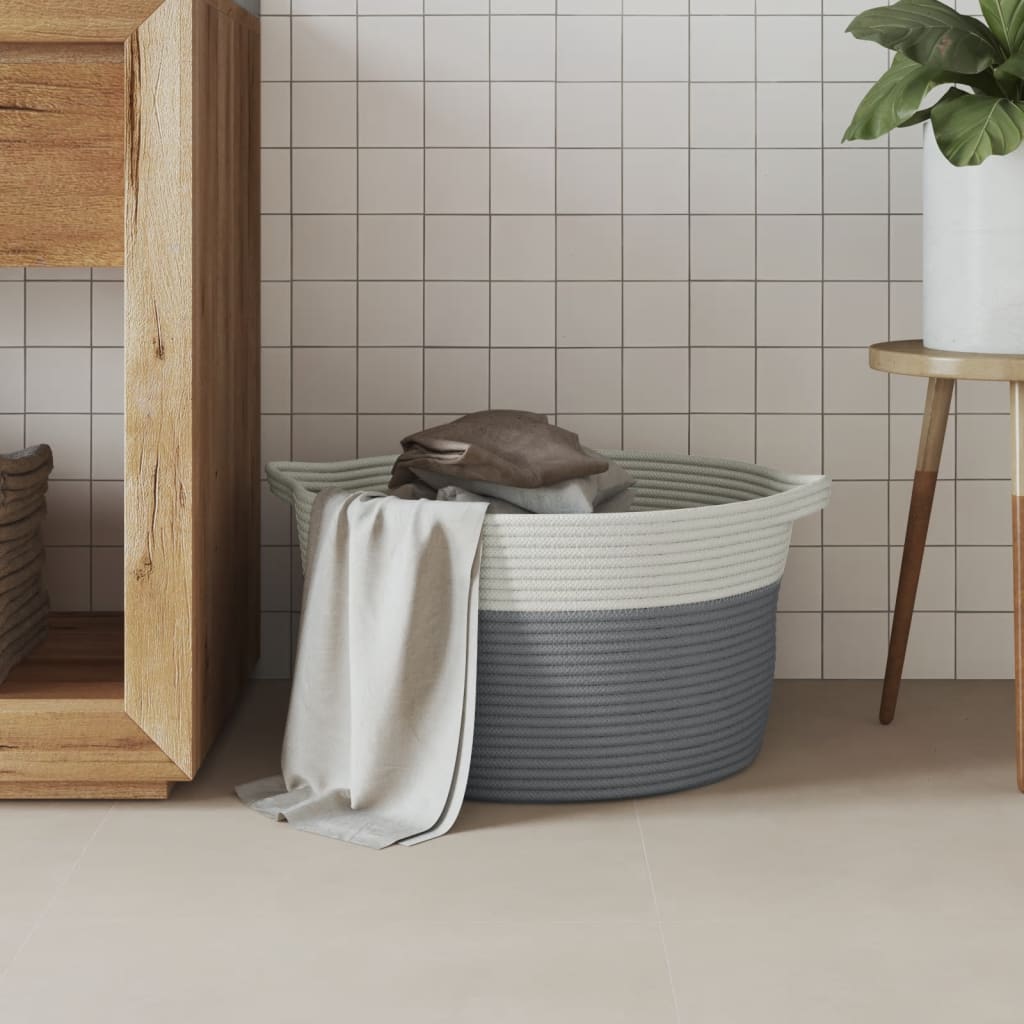 Vidaxl -Speicherkorb Ø 40x25 cm Baumwollgrau und Weiß