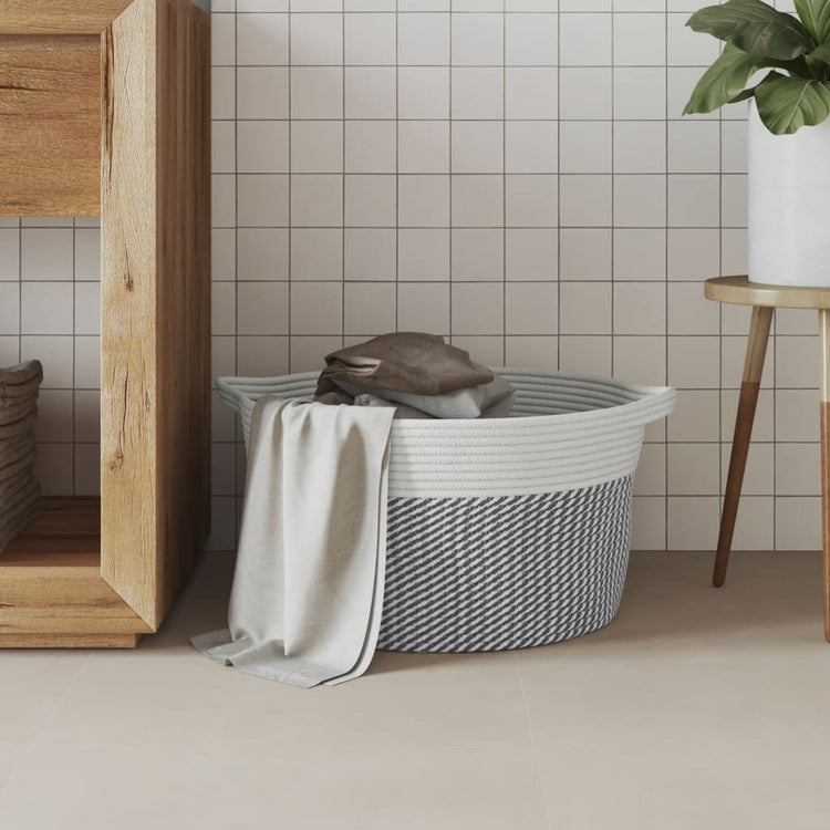 Vidaxl -Speicherkorb Ø 40x25 cm Baumwollgrau und Weiß