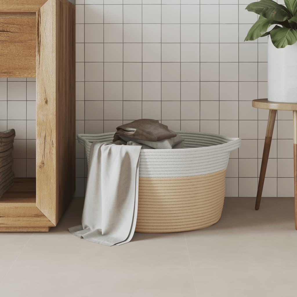 VIDAXL -Speicherkorb Ø 40x25 cm Baumwoll Beige und weiß