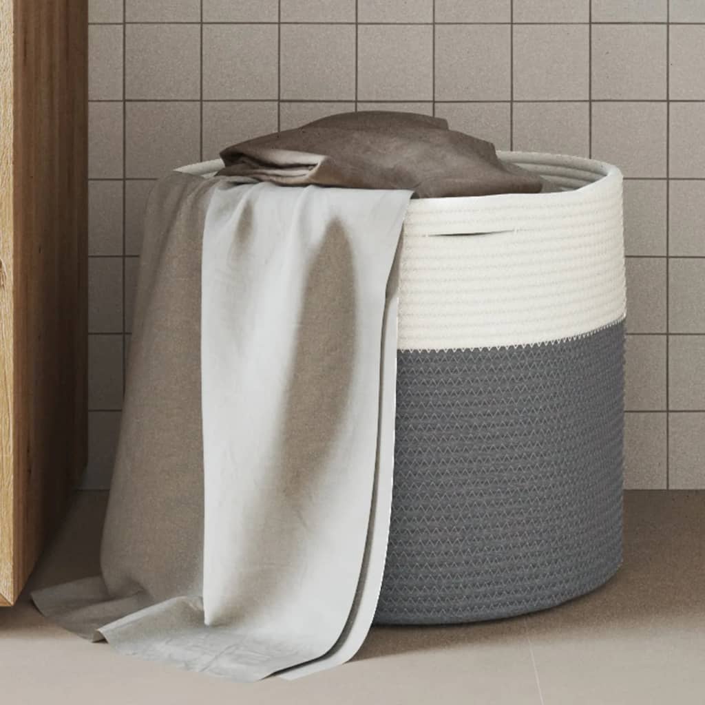 VIDAXL -Speicherkorb Ø 40x35 cm Baumwollgrau und Weiß