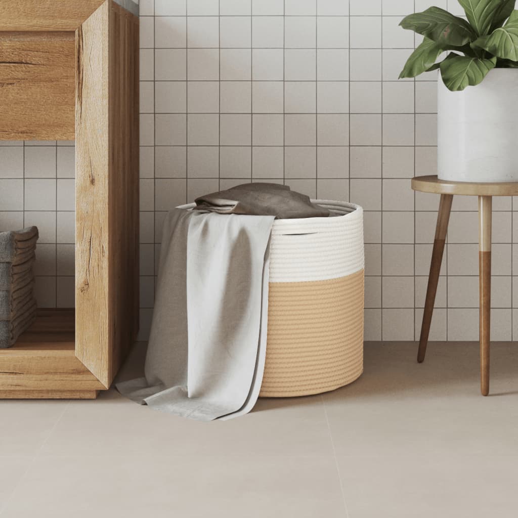 VIDAXL -Speicherkorb Ø 40x35 cm Baumwoll Beige und weiß