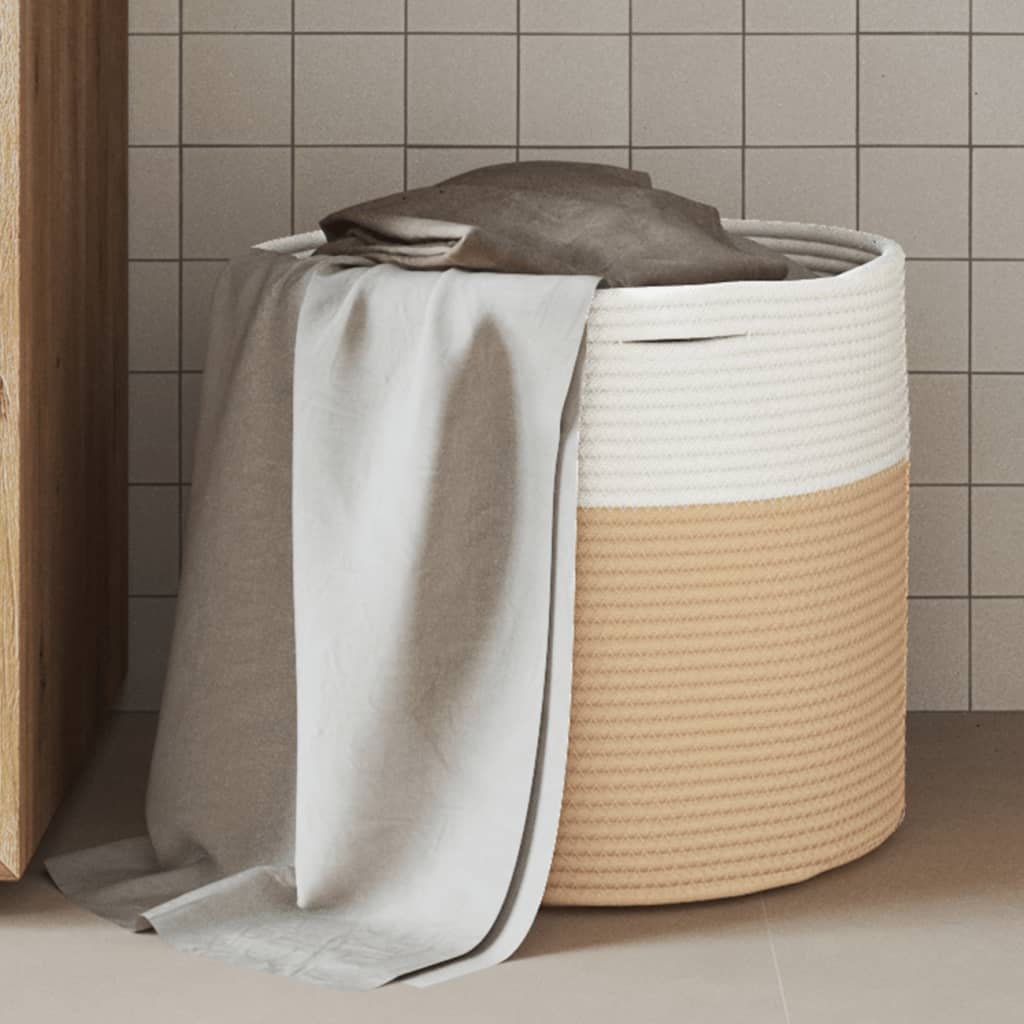 VIDAXL -Speicherkorb Ø 40x35 cm Baumwoll Beige und weiß